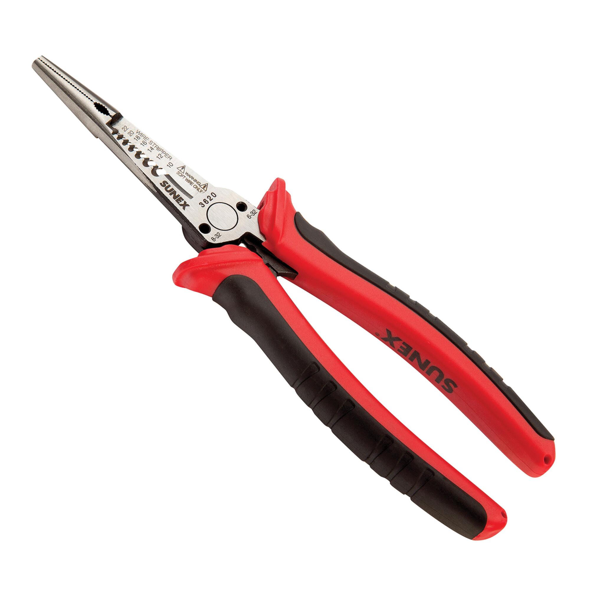 Sunex Tools Needle Nose Electrician Pliers — Forged Steel Jaws, Comfort Grip Handle, Model# 3620